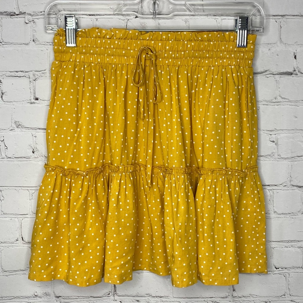 Lulus Call You Mine Mini Skirt Yellow Polka Dot small - Picture 5 of 10